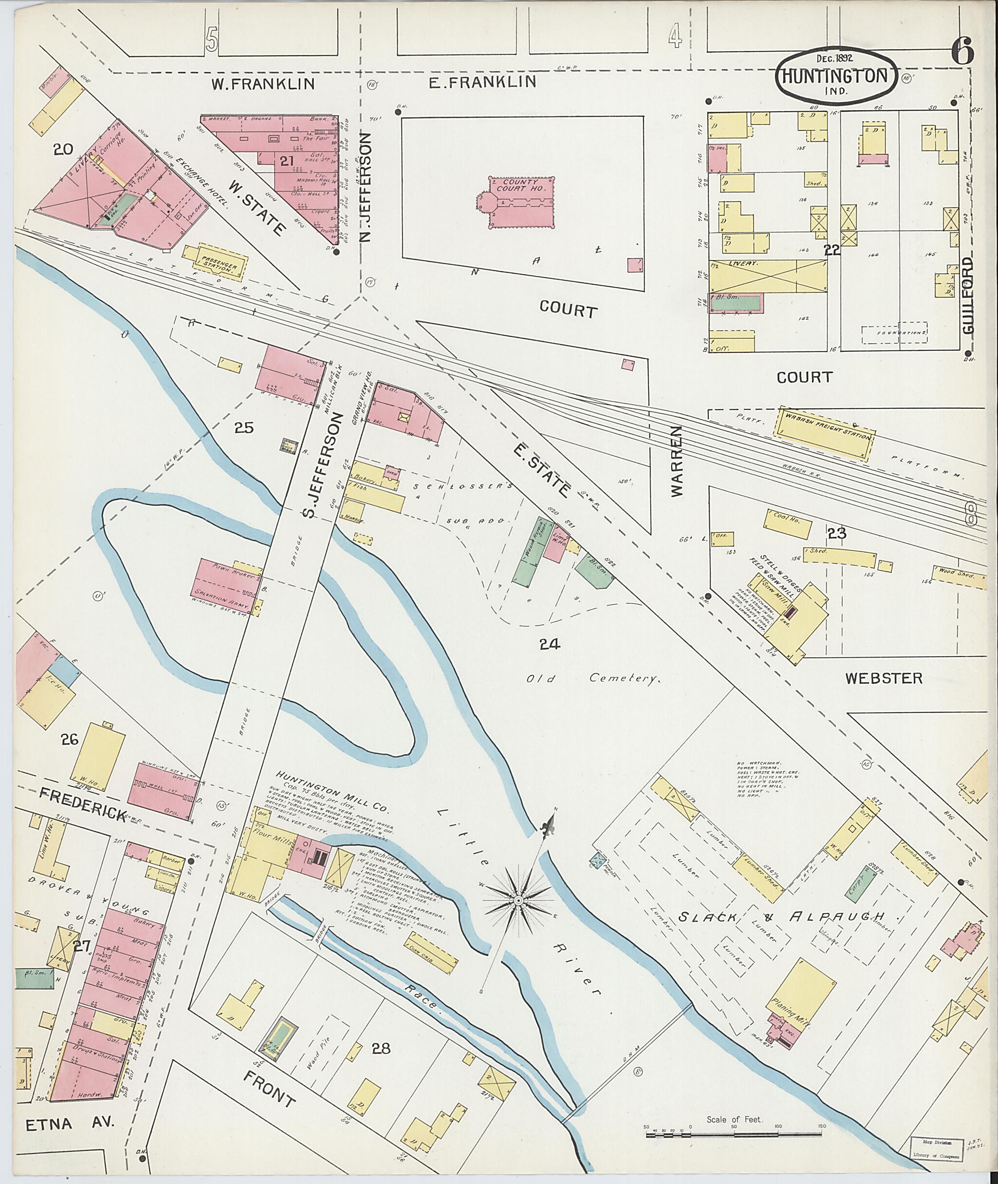 This old map of Huntington, Huntington County, Indiana was created by Sanborn Map Company in 1892