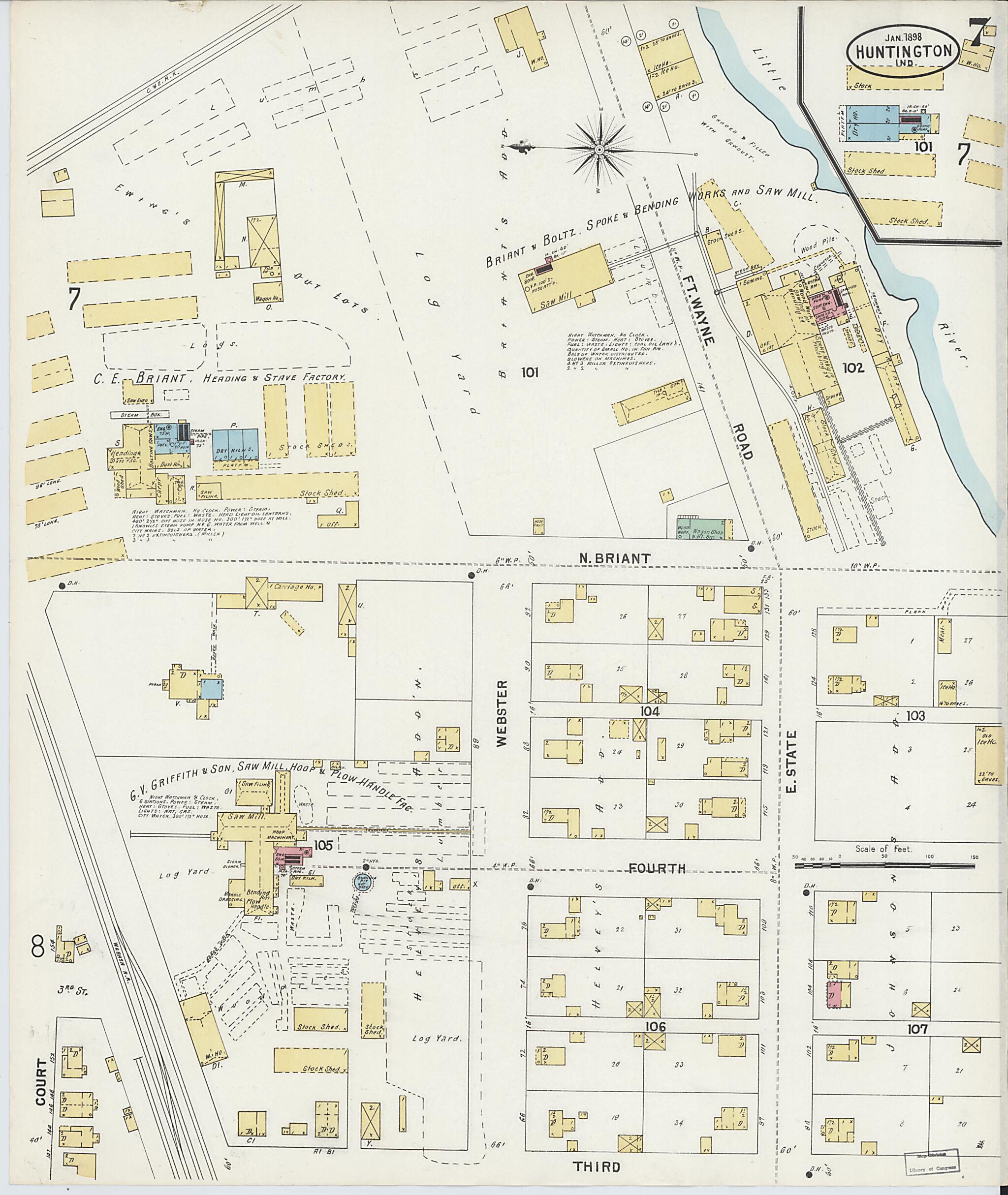 This old map of Huntington, Huntington County, Indiana was created by Sanborn Map Company in 1898