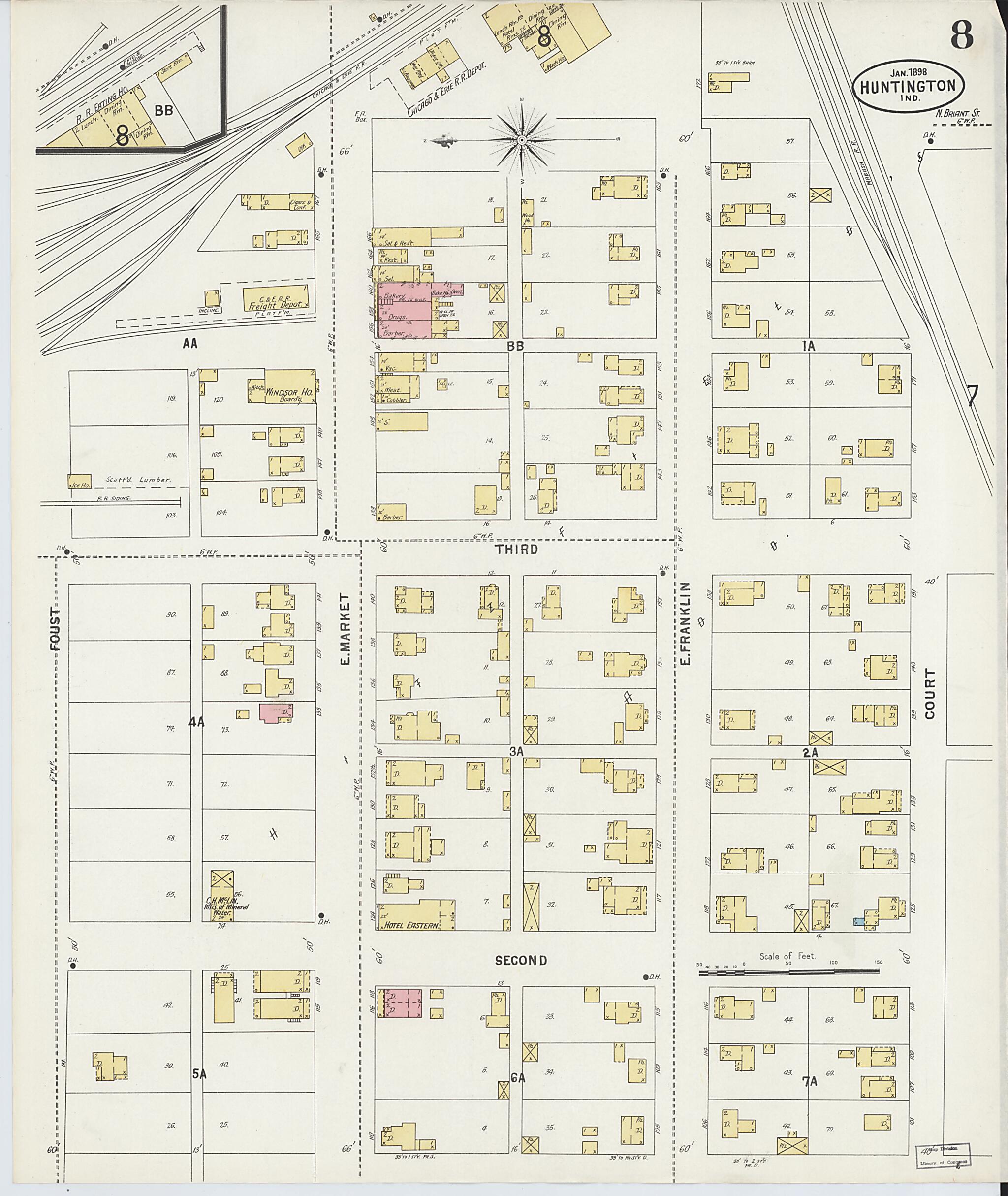 This old map of Huntington, Huntington County, Indiana was created by Sanborn Map Company in 1898