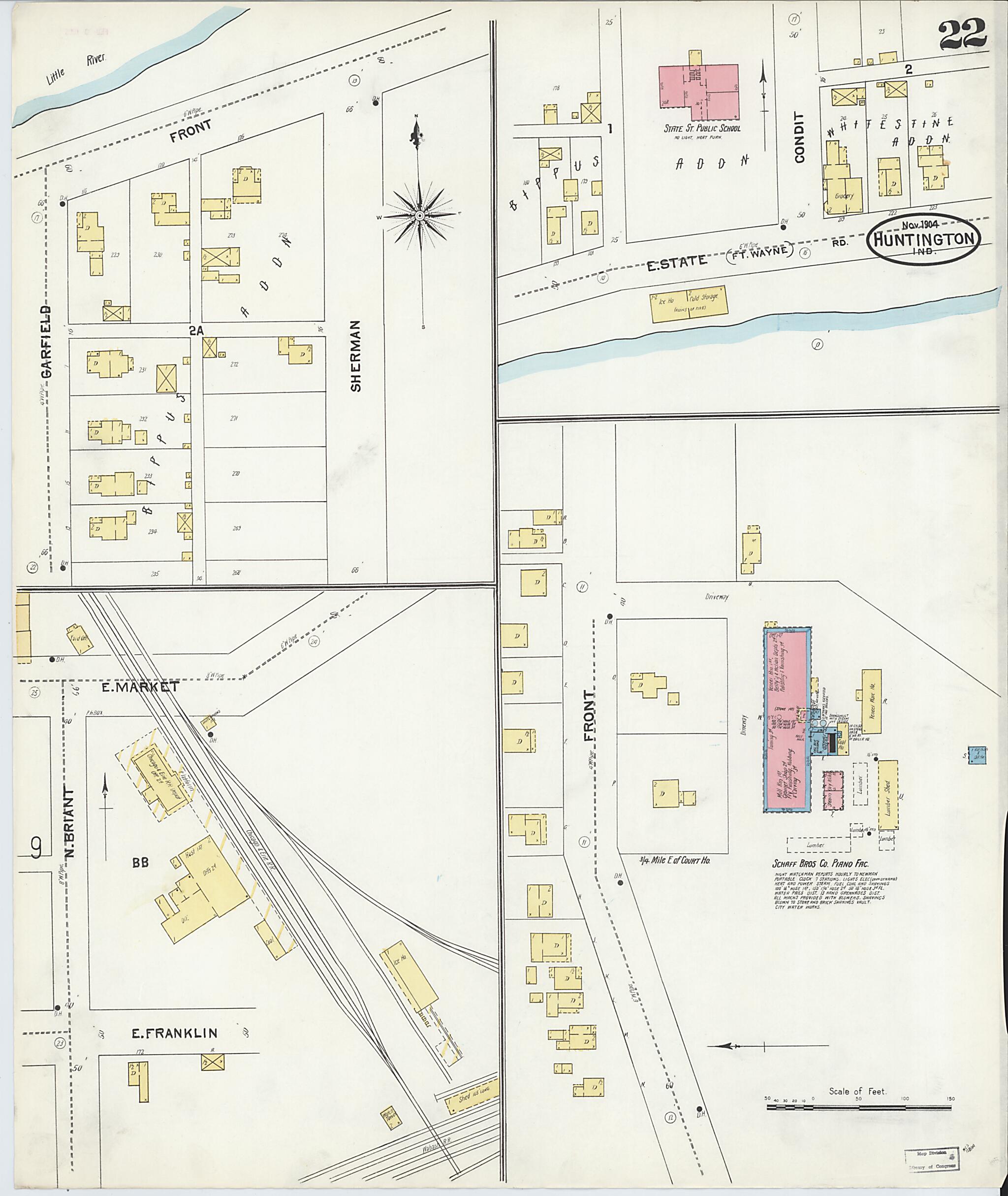This old map of Huntington, Huntington County, Indiana was created by Sanborn Map Company in 1904