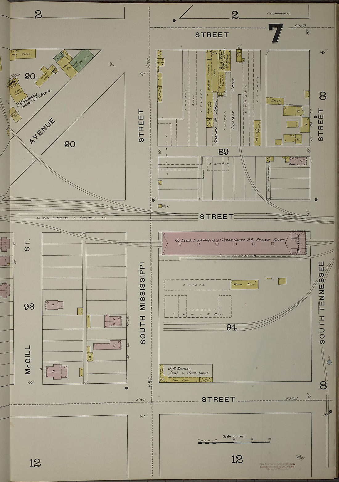 This old map of Indianapolis, Marion County, Indiana was created by Sanborn Map Company in 1887