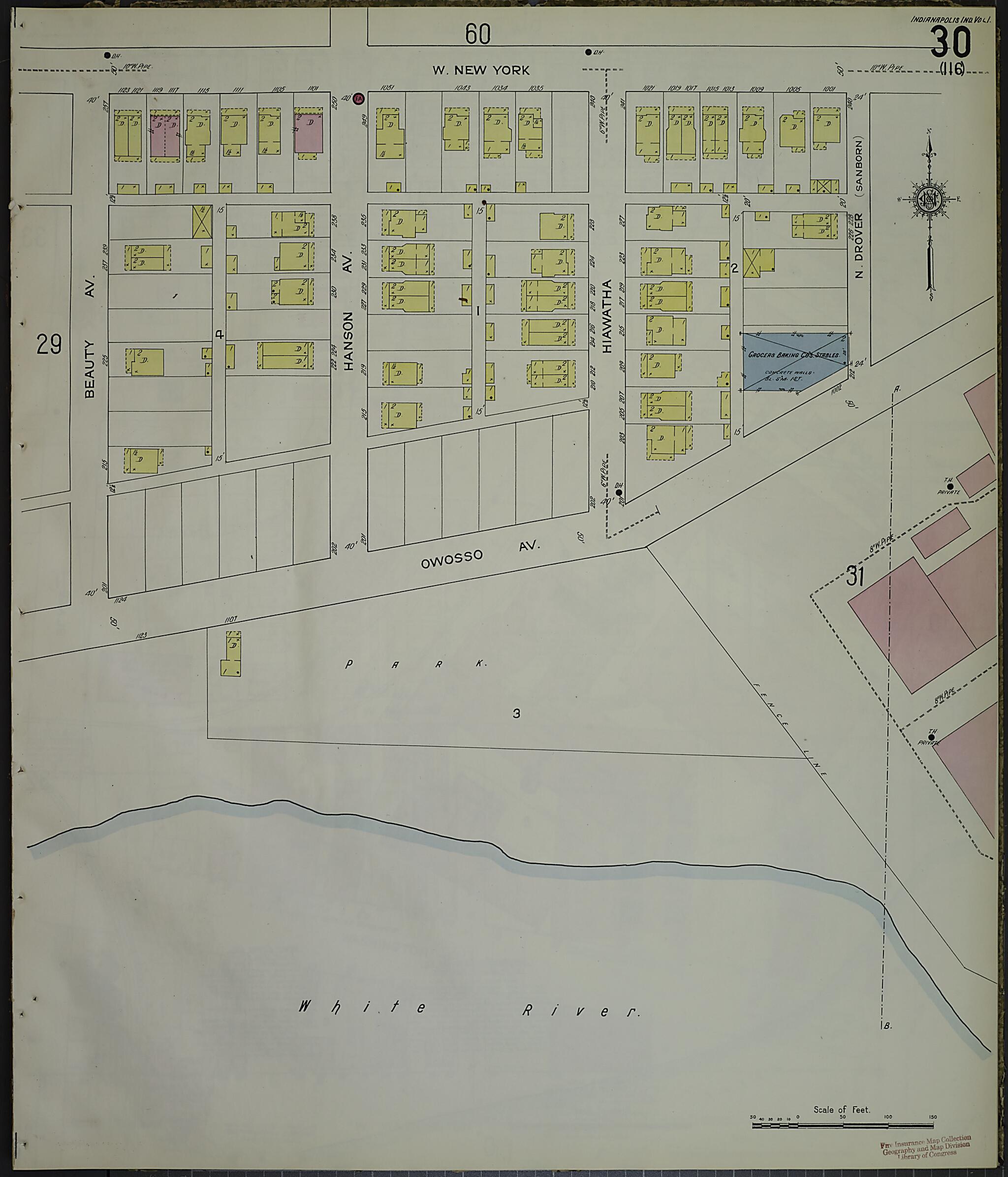 This old map of Indianapolis, Marion County, Indiana was created by Sanborn Map Company in 1914