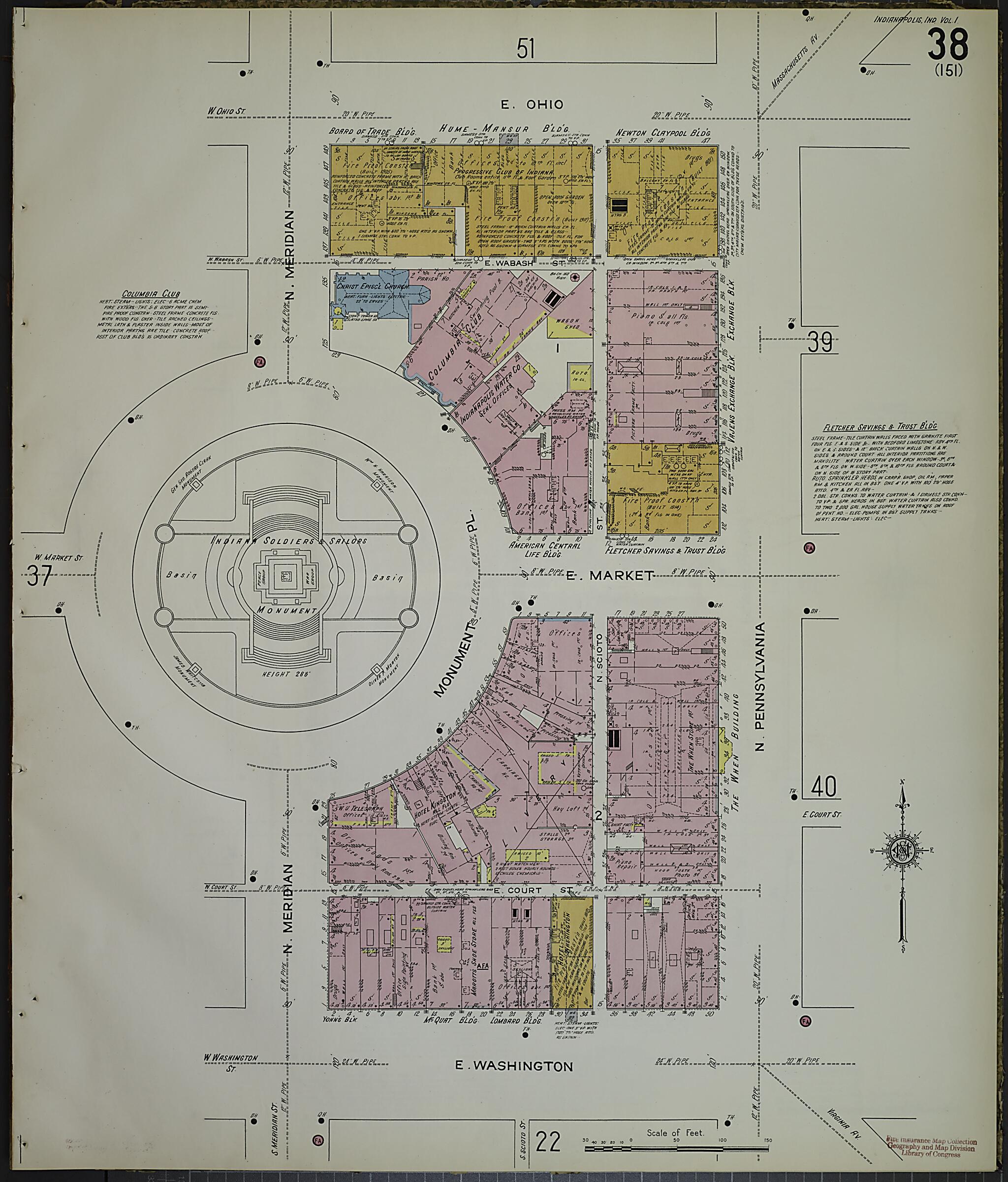 This old map of Indianapolis, Marion County, Indiana was created by Sanborn Map Company in 1914