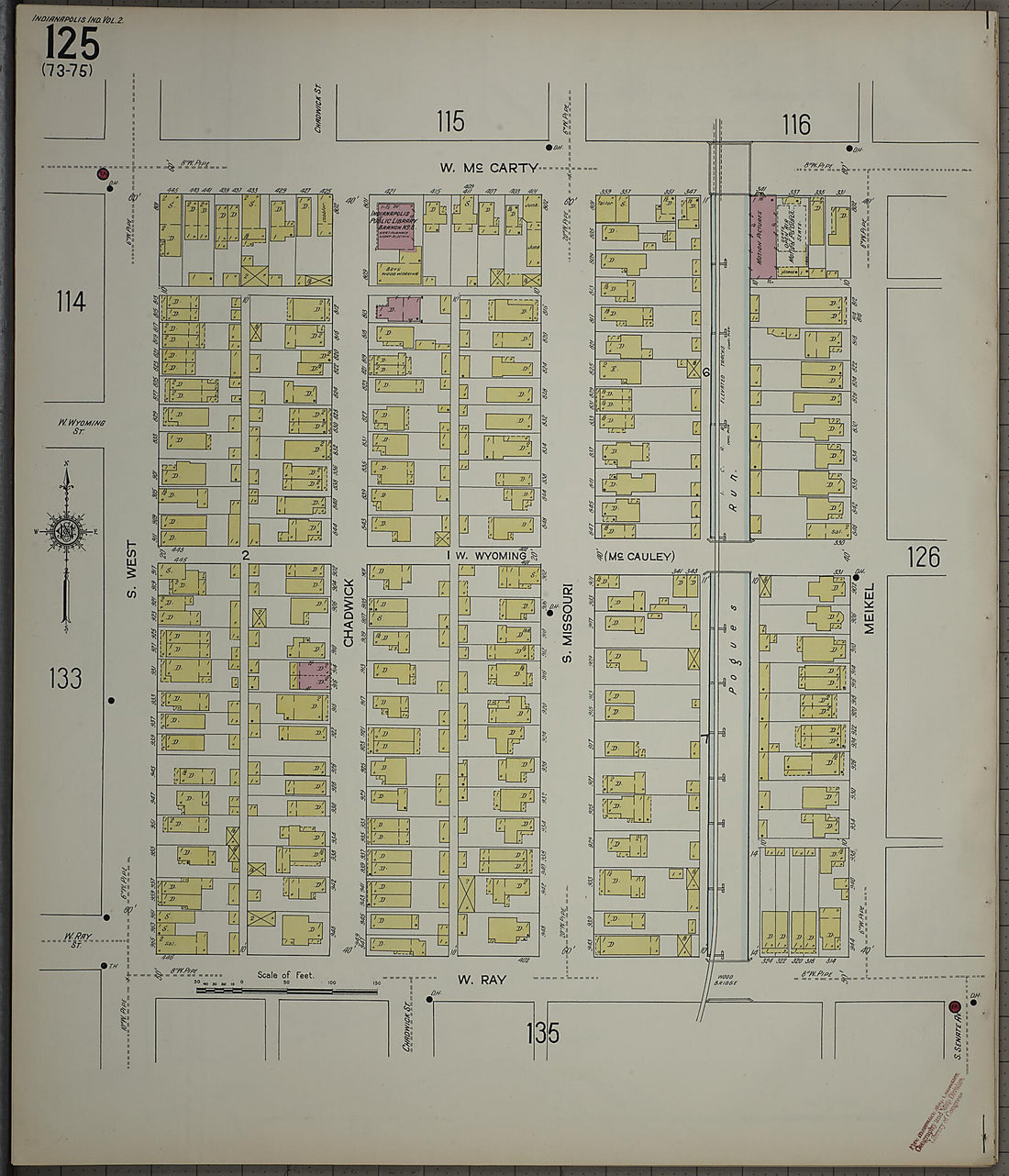 This old map of Indianapolis, Marion County, Indiana was created by Sanborn Map Company in 1914