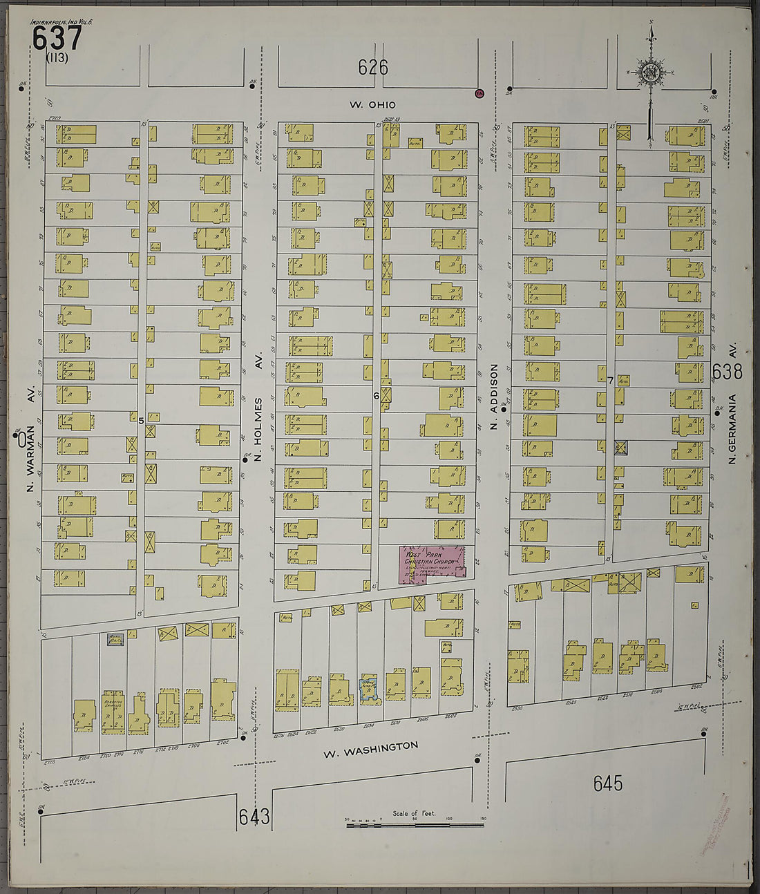 This old map of Indianapolis, Marion County, Indiana was created by Sanborn Map Company in 1915