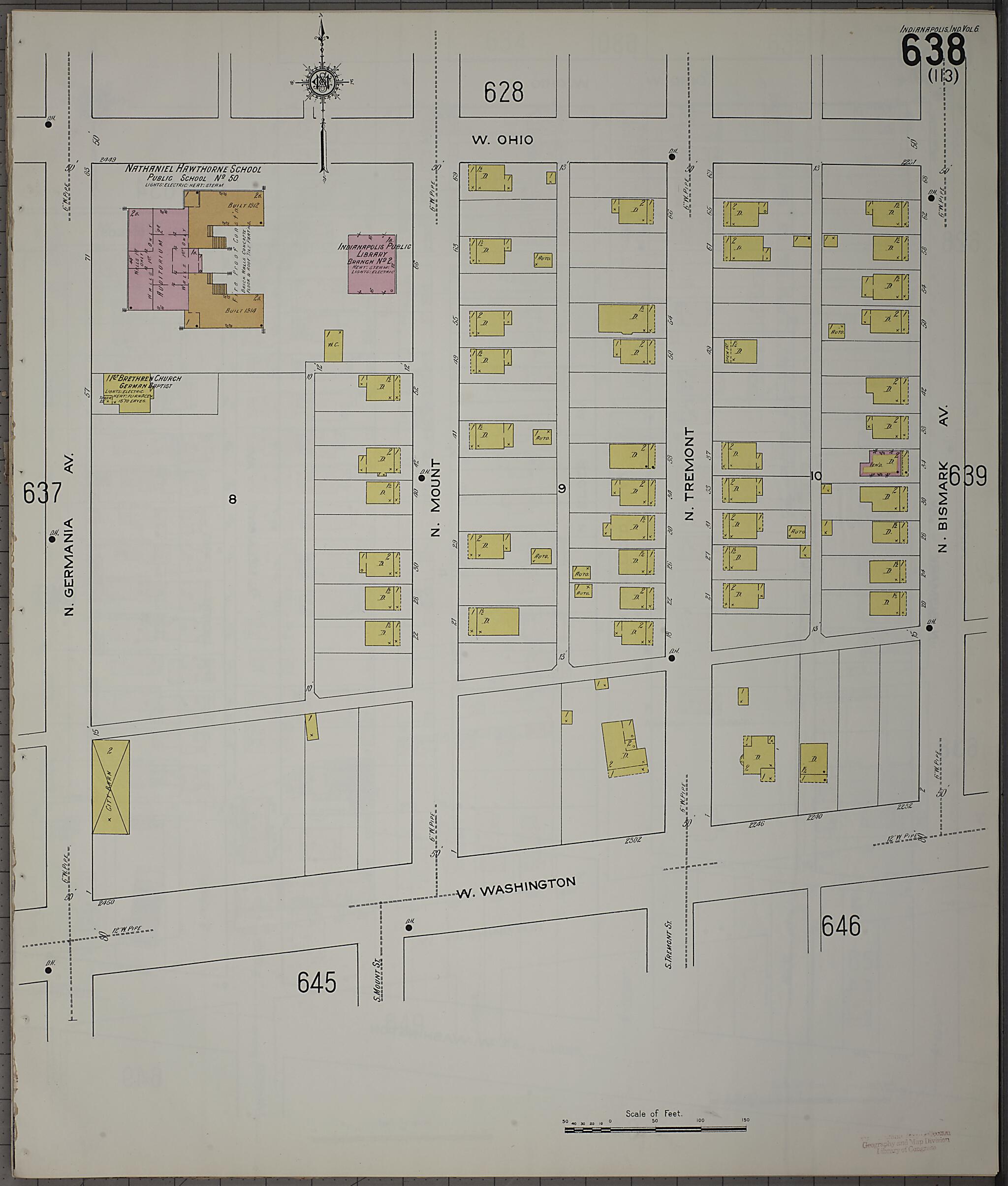 This old map of Indianapolis, Marion County, Indiana was created by Sanborn Map Company in 1915