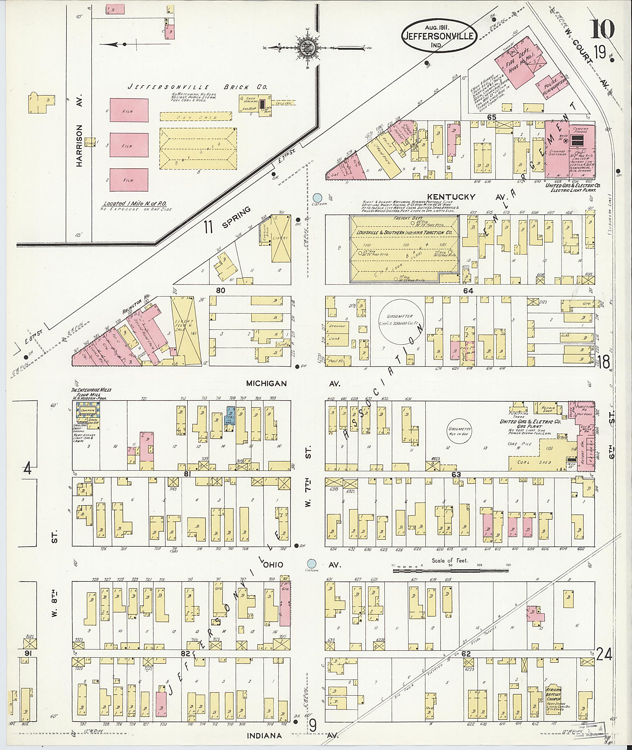This old map of Port Fulton, Clark County, Indiana was created by Sanborn Map Company in 1911