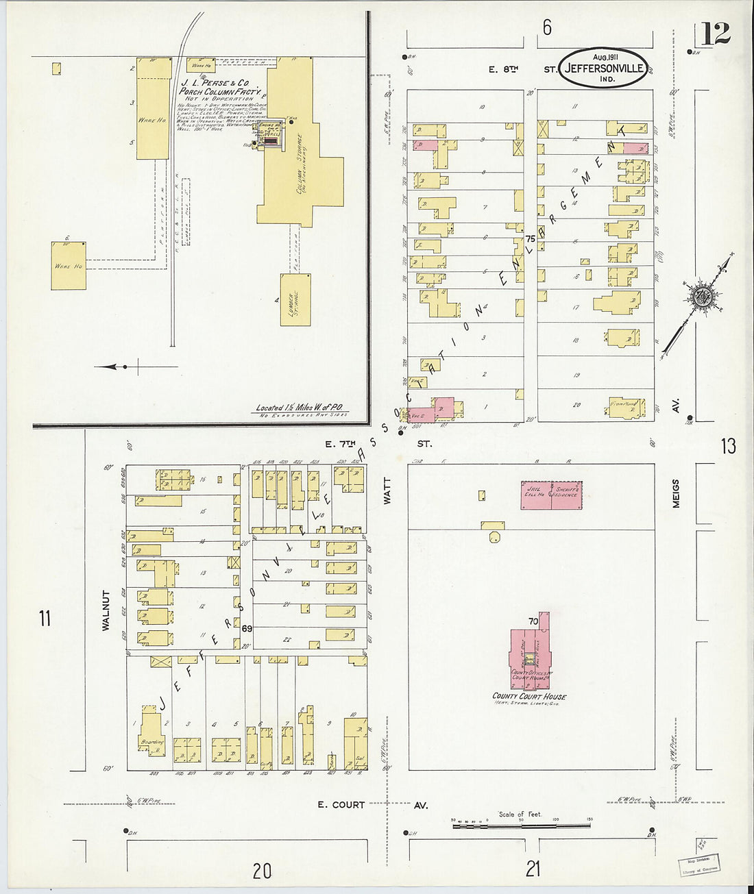 This old map of Port Fulton, Clark County, Indiana was created by Sanborn Map Company in 1911