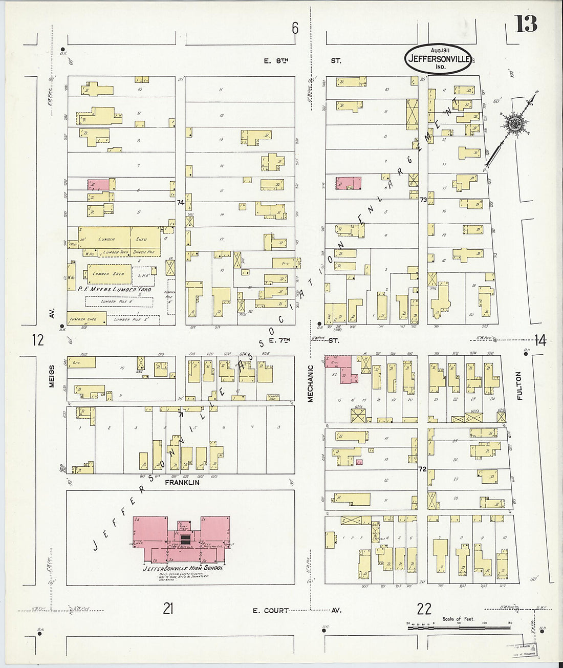 This old map of Port Fulton, Clark County, Indiana was created by Sanborn Map Company in 1911