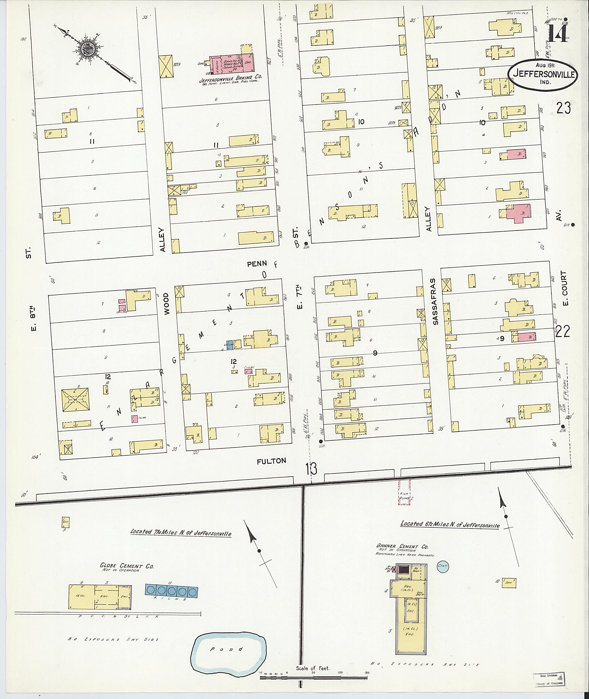 This old map of Port Fulton, Clark County, Indiana was created by Sanborn Map Company in 1911