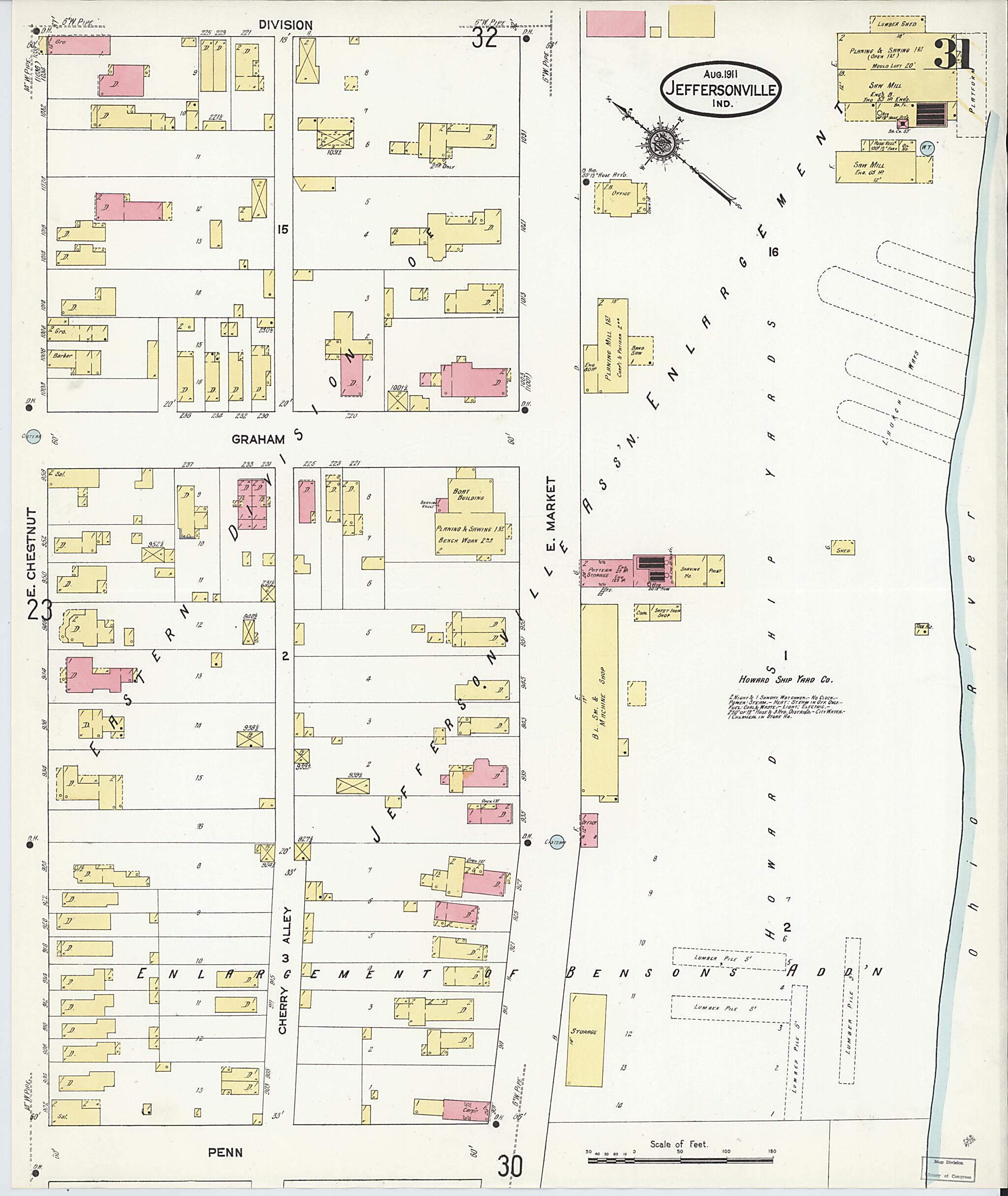 This old map of Port Fulton, Clark County, Indiana was created by Sanborn Map Company in 1911