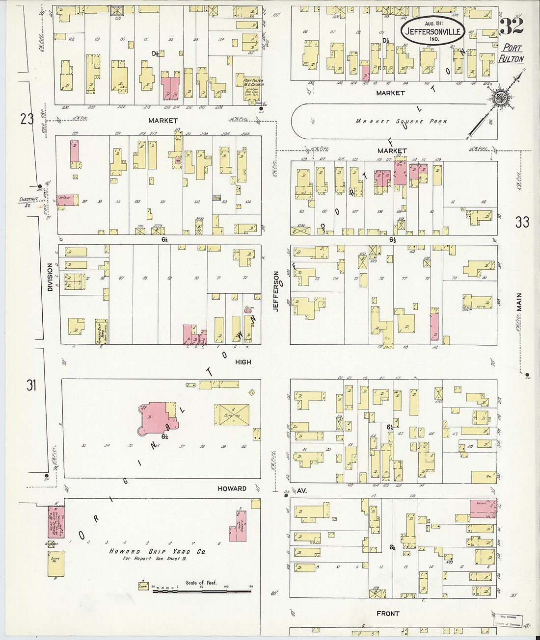 This old map of Port Fulton, Clark County, Indiana was created by Sanborn Map Company in 1911