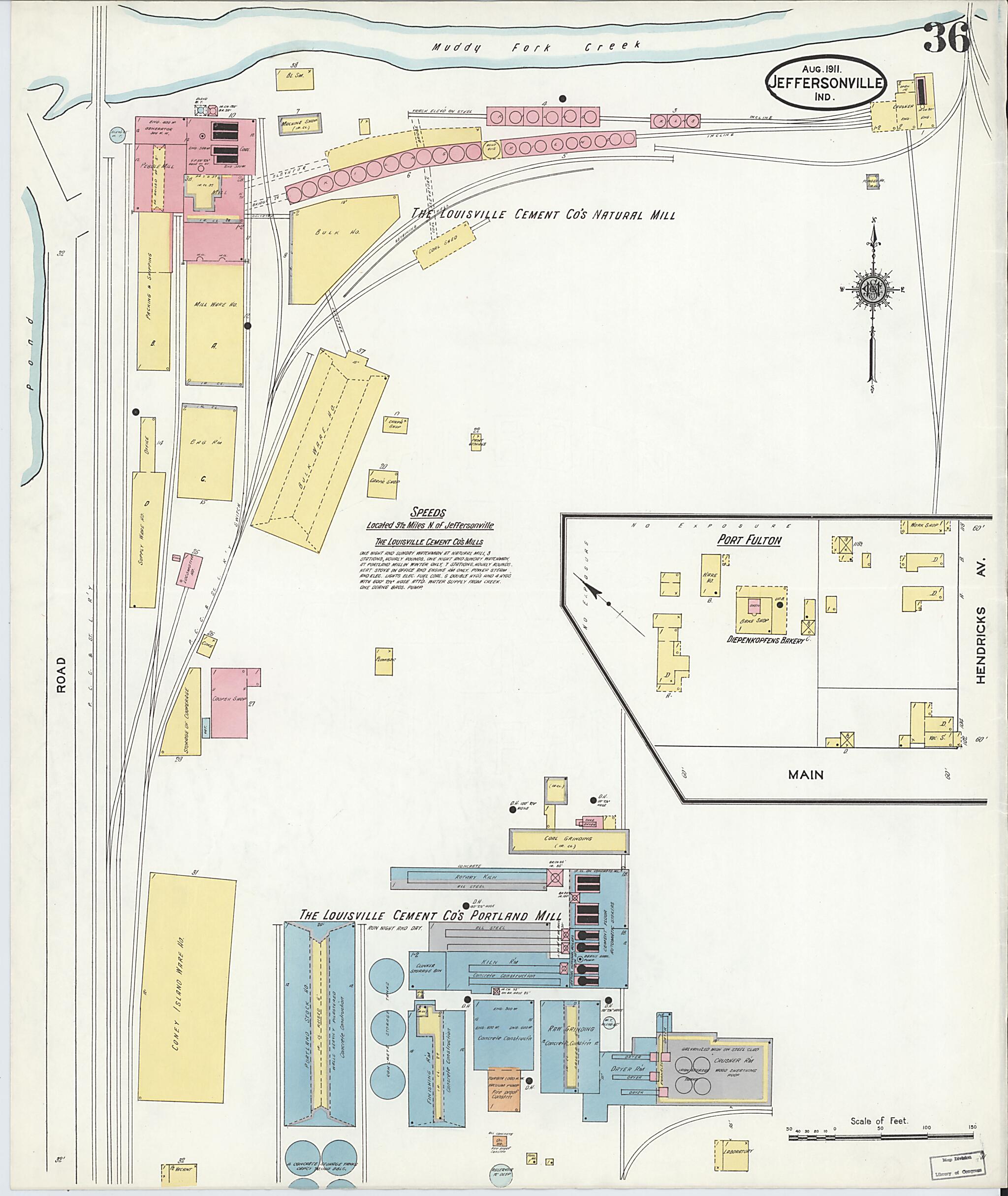 This old map of Port Fulton, Clark County, Indiana was created by Sanborn Map Company in 1911