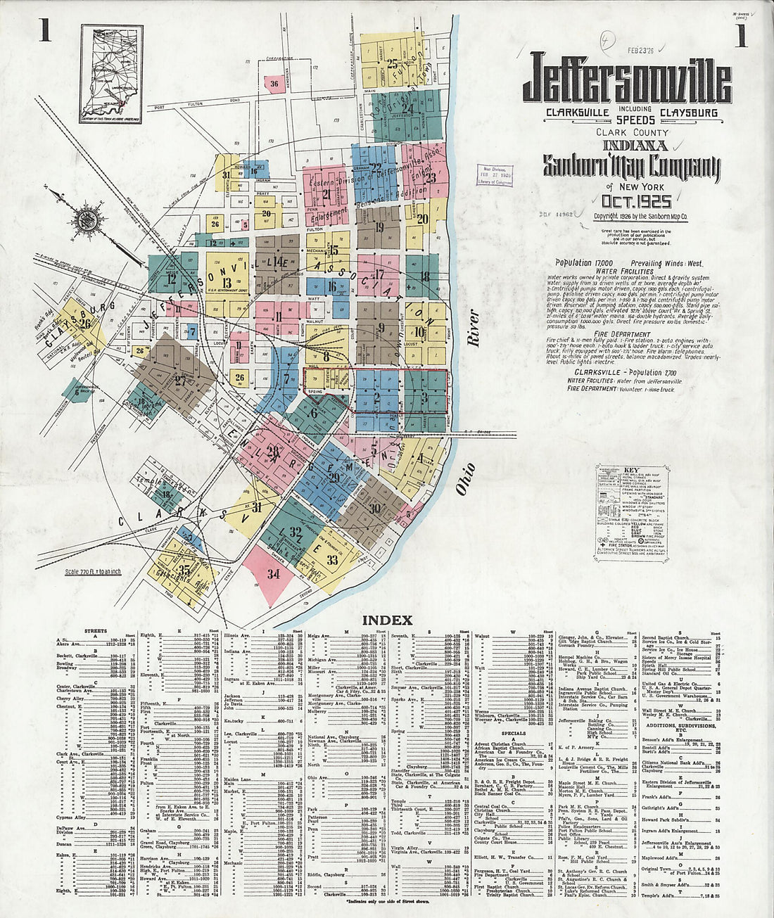 This old map of Speeds, Clark County, Indiana was created by Sanborn Map Company in 1925