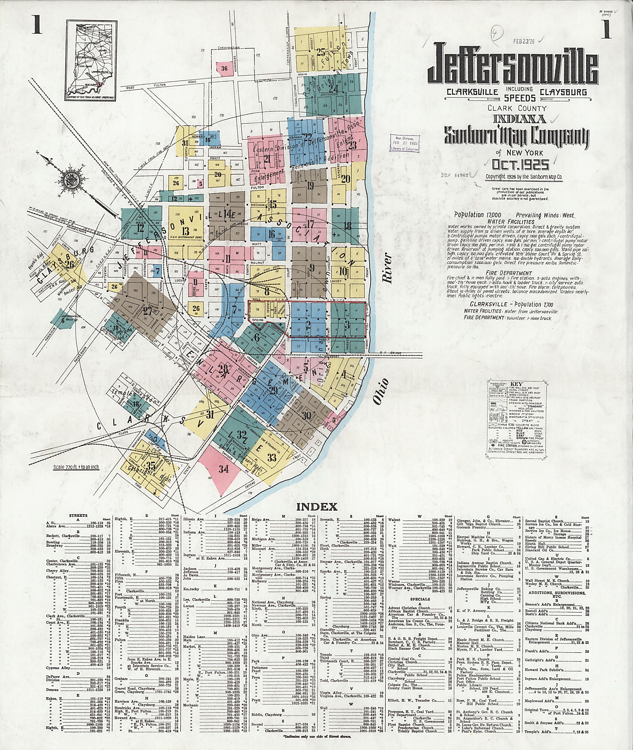 This old map of Speeds, Clark County, Indiana was created by Sanborn Map Company in 1925