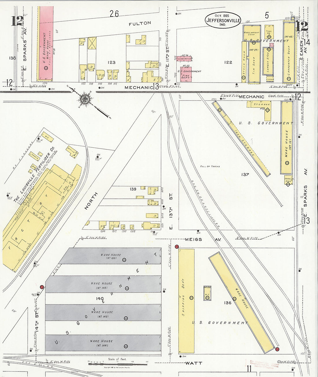 This old map of Speeds, Clark County, Indiana was created by Sanborn Map Company in 1925
