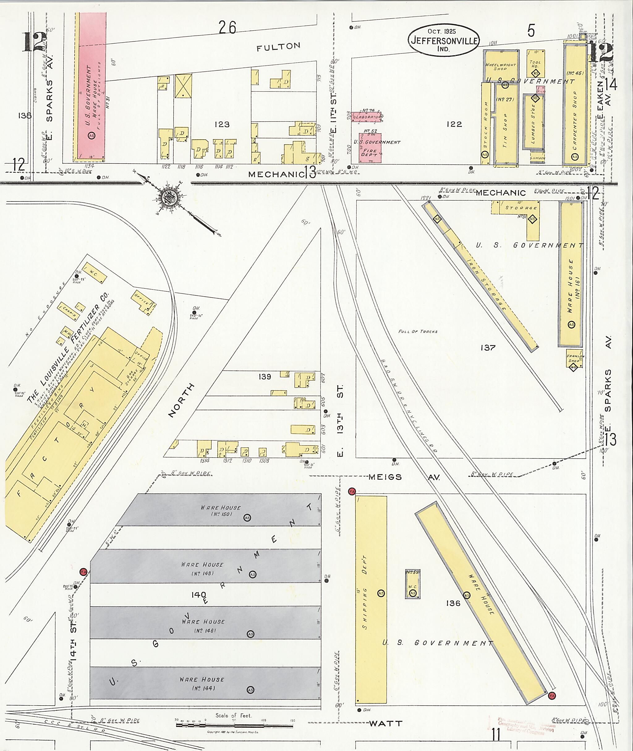 This old map of Speeds, Clark County, Indiana was created by Sanborn Map Company in 1925