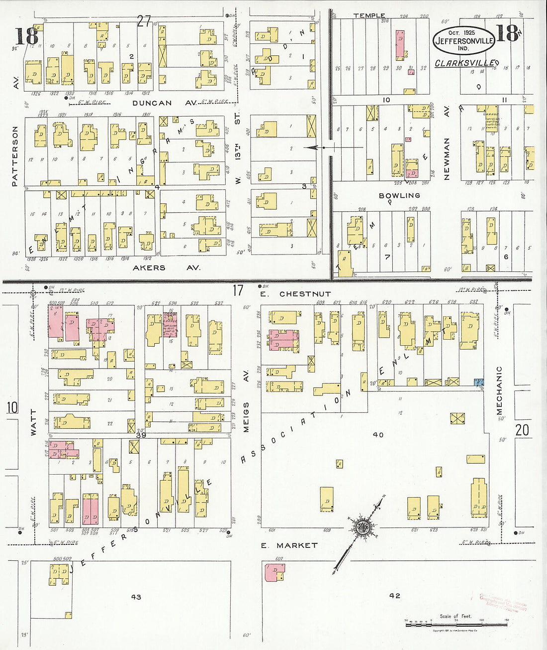 This old map of Speeds, Clark County, Indiana was created by Sanborn Map Company in 1925
