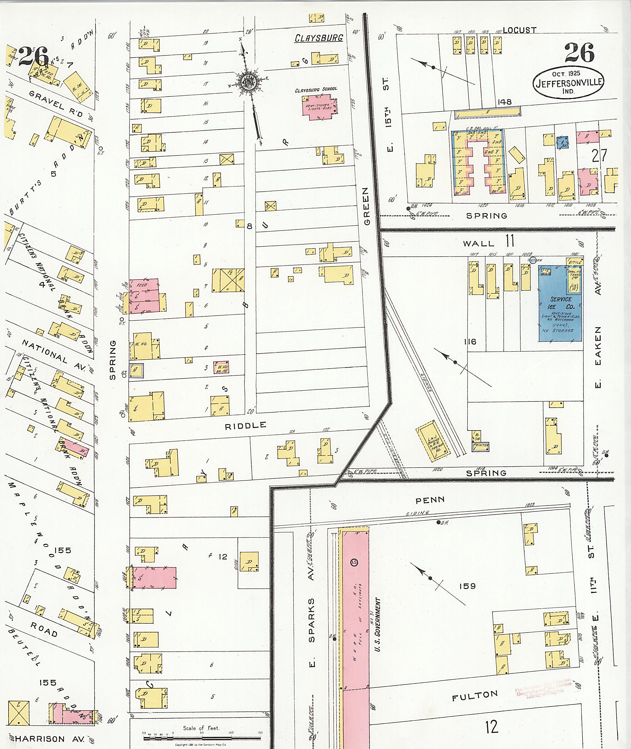 This old map of Speeds, Clark County, Indiana was created by Sanborn Map Company in 1925