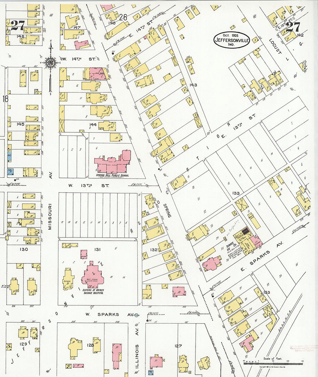 This old map of Speeds, Clark County, Indiana was created by Sanborn Map Company in 1925