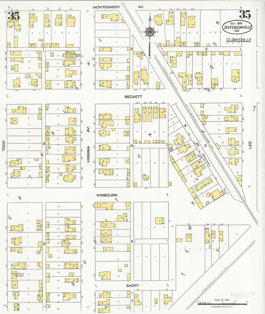 This old map of Speeds, Clark County, Indiana was created by Sanborn Map Company in 1925