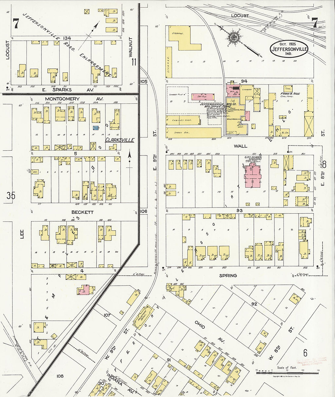 This old map of Speeds, Clark County, Indiana was created by Sanborn Map Company in 1925