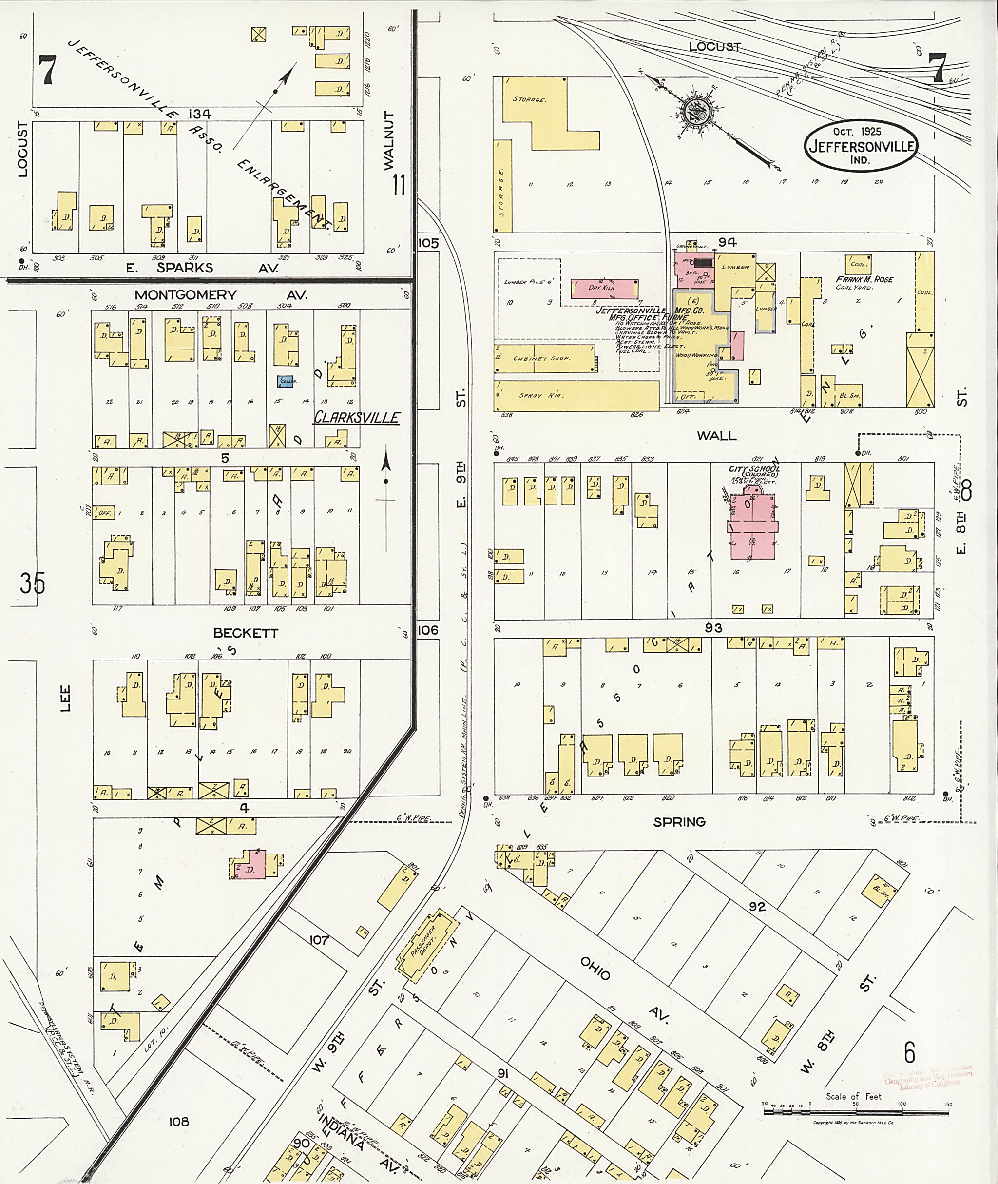 This old map of Speeds, Clark County, Indiana was created by Sanborn Map Company in 1925