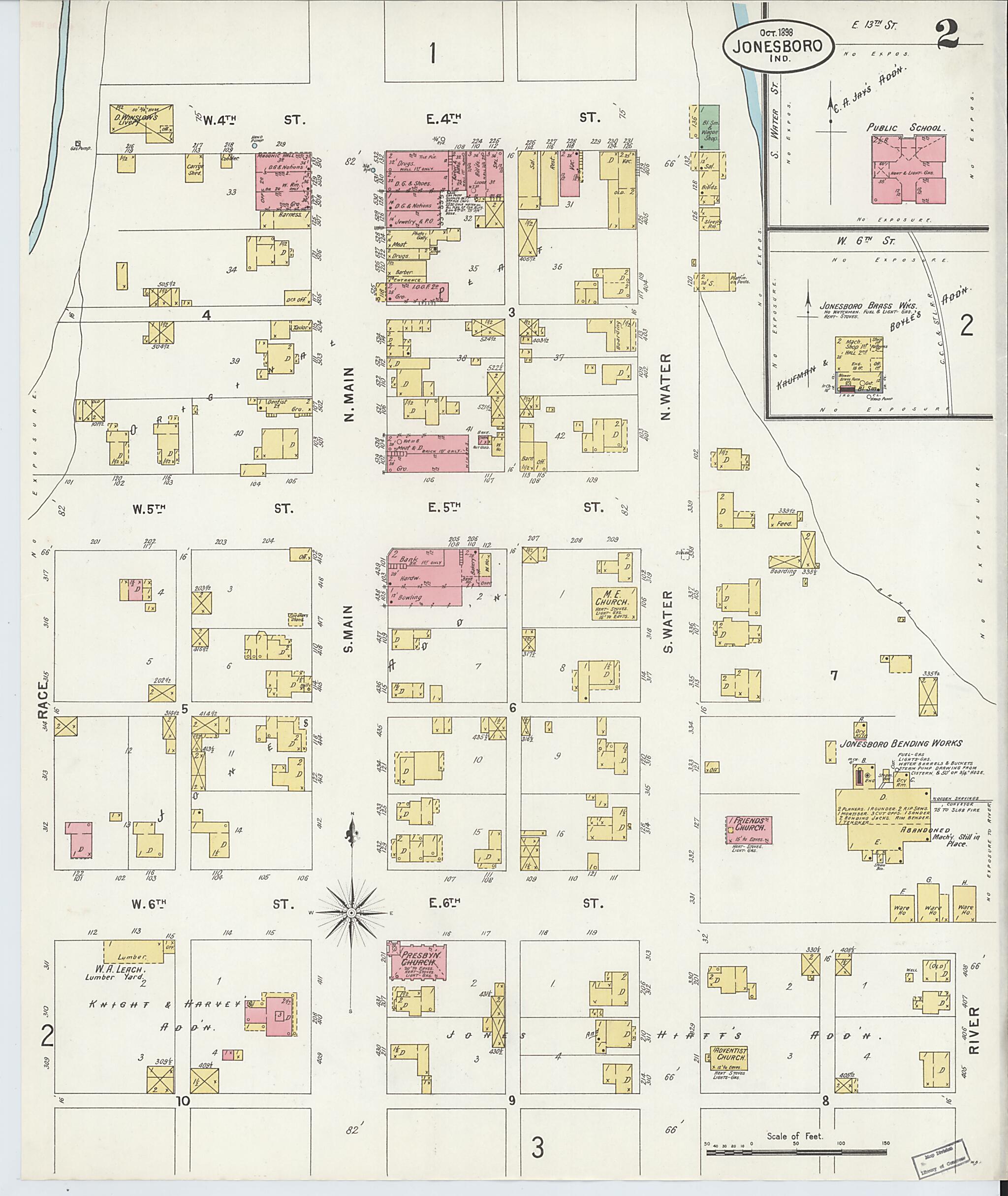 This old map of Jonesboro, Grant County, Indiana was created by Sanborn Map Company in 1898