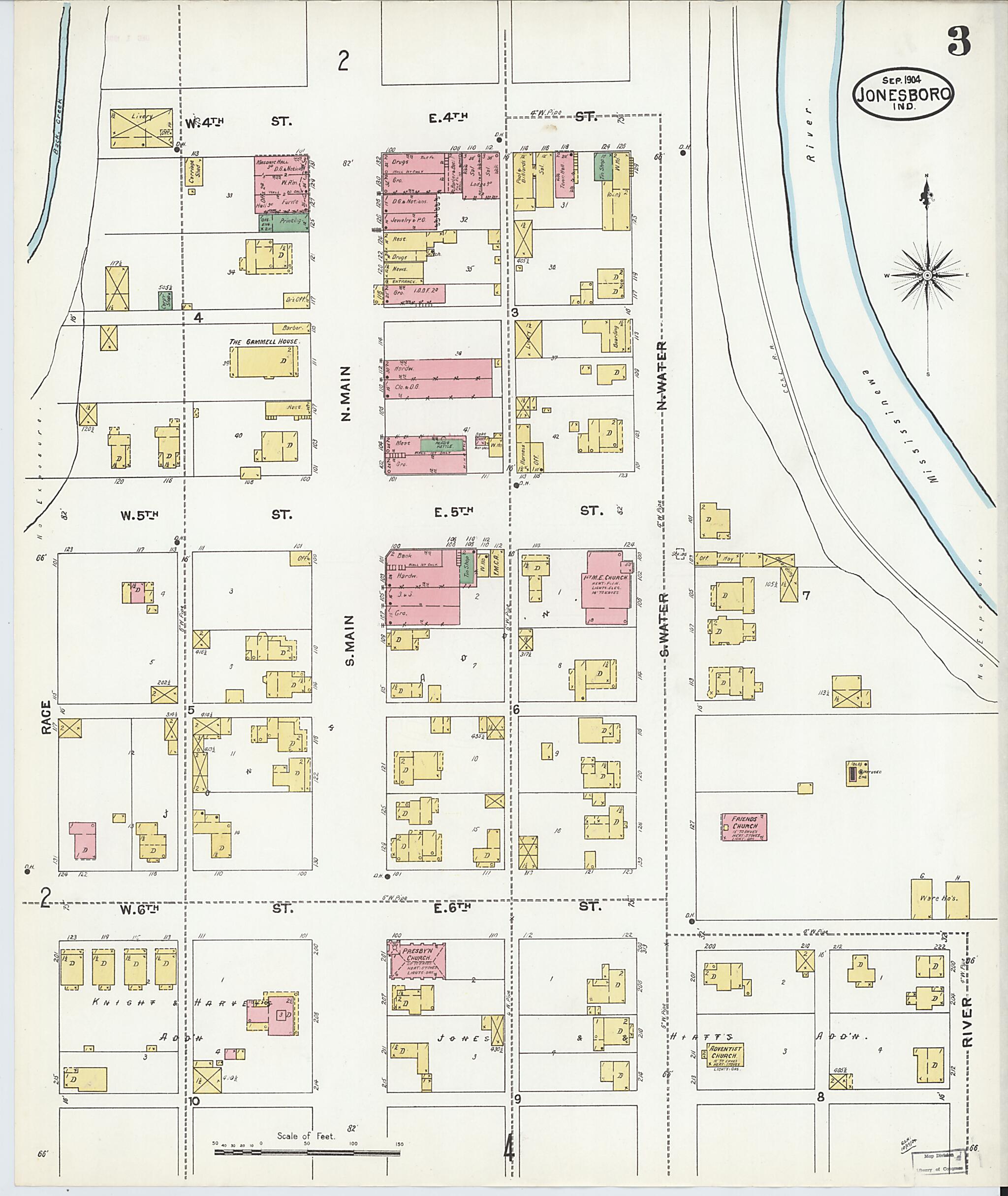 This old map of Jonesboro, Grant County, Indiana was created by Sanborn Map Company in 1904