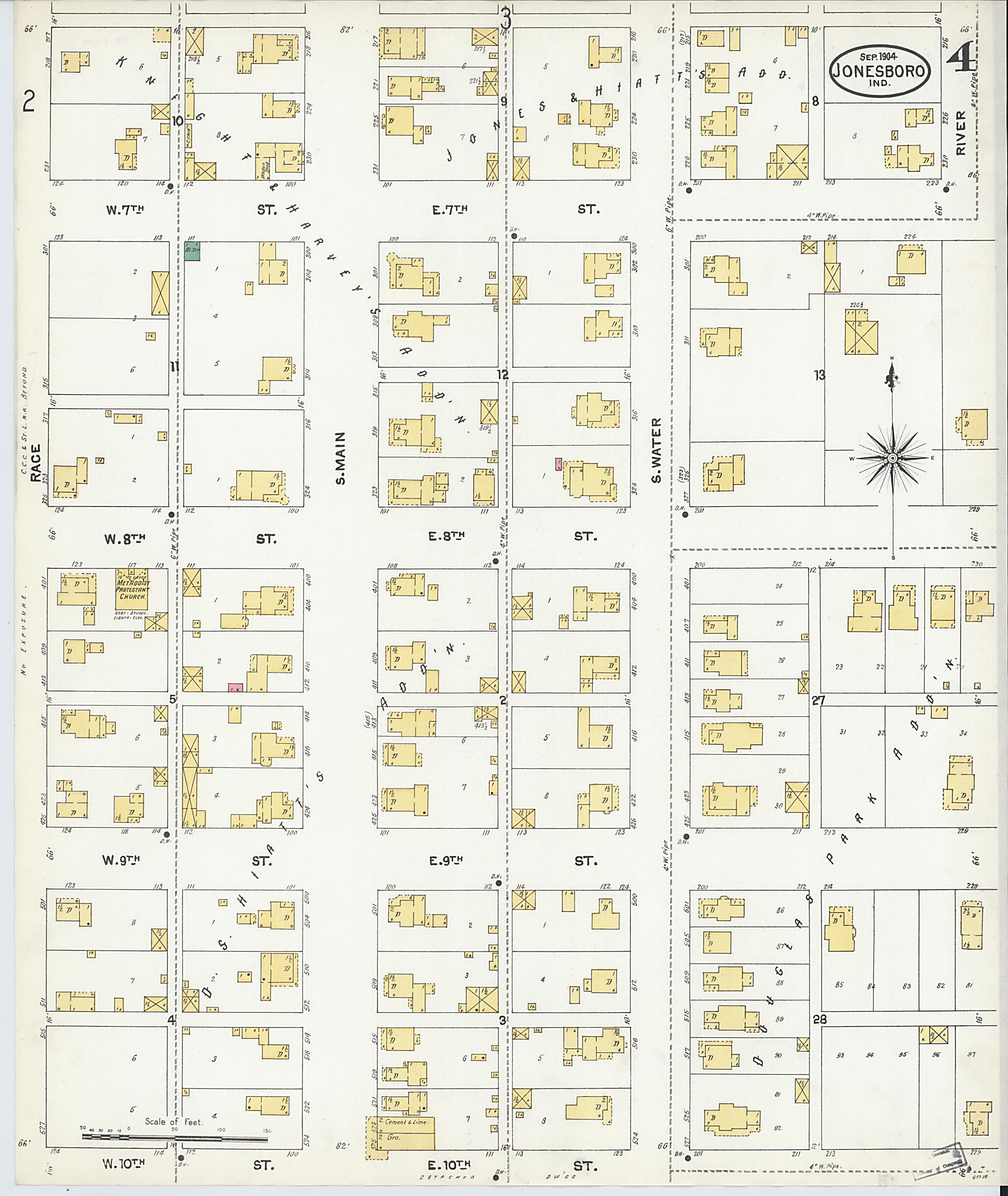 This old map of Jonesboro, Grant County, Indiana was created by Sanborn Map Company in 1904