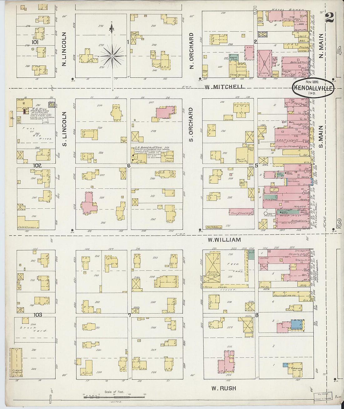 This old map of Kendallville, Noble County, Indiana was created by Sanborn Map Company in 1892