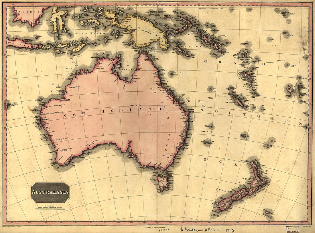 This old map of Australasia., Australasia from 1818, 1818 was created by John Pinkerton, John Pinkerton in 1818, 1818