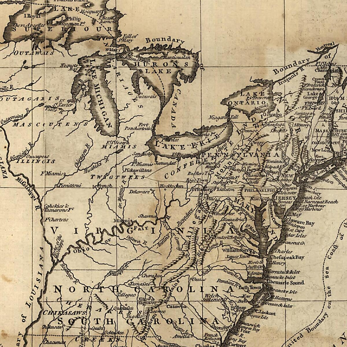 This old map of A Map of the United States of America, As Settled by the Peace of from 1783 was created by John Fielding in 1783