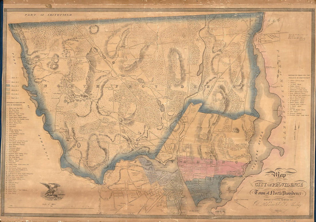 This old map of Map of the City of Providence and Town of North Providence from 1835 was created by B. Lockwood in 1835