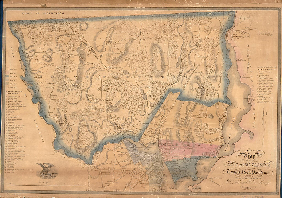 Map of the City of Providence and Town of North Providence 1835 by Relic Map Company