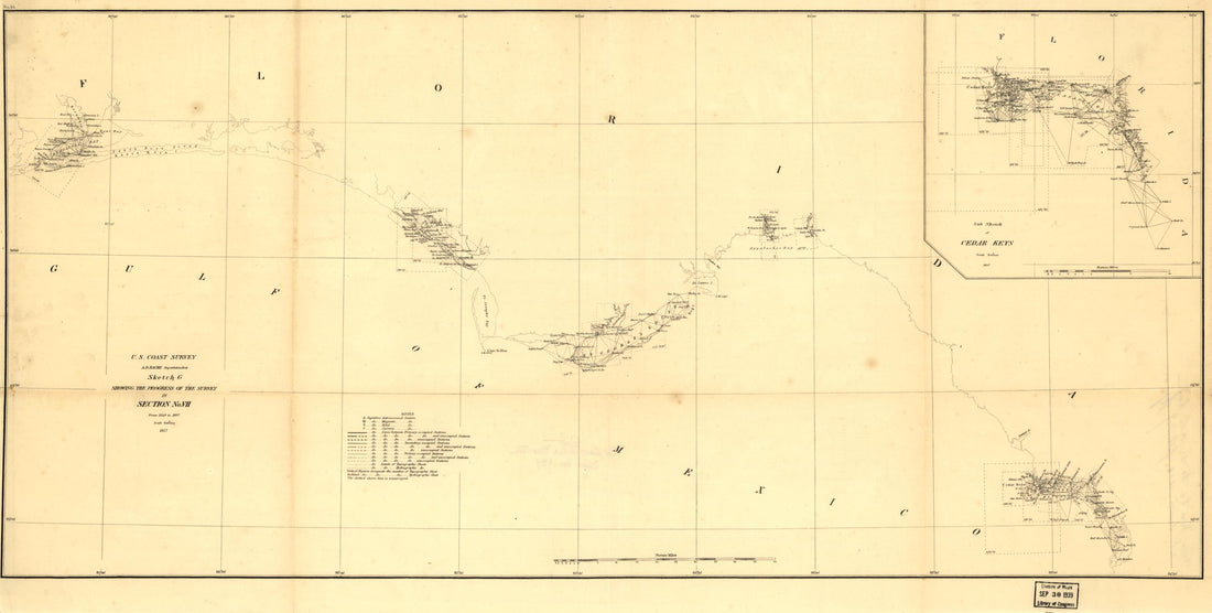 This old map of Sketch G Showing the Progress of the Survey In Section No. VII, from 1849 to from 1857 was created by United States Coast Survey in 1857