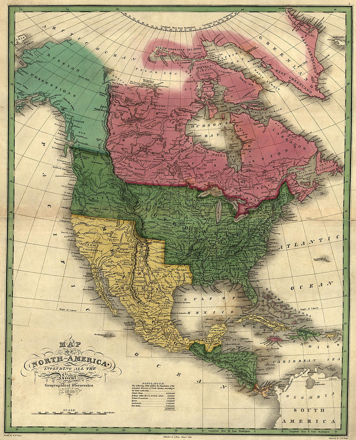 Map of North America Including All the Recent Geographical Discoveries 1826 by Relic Map Company