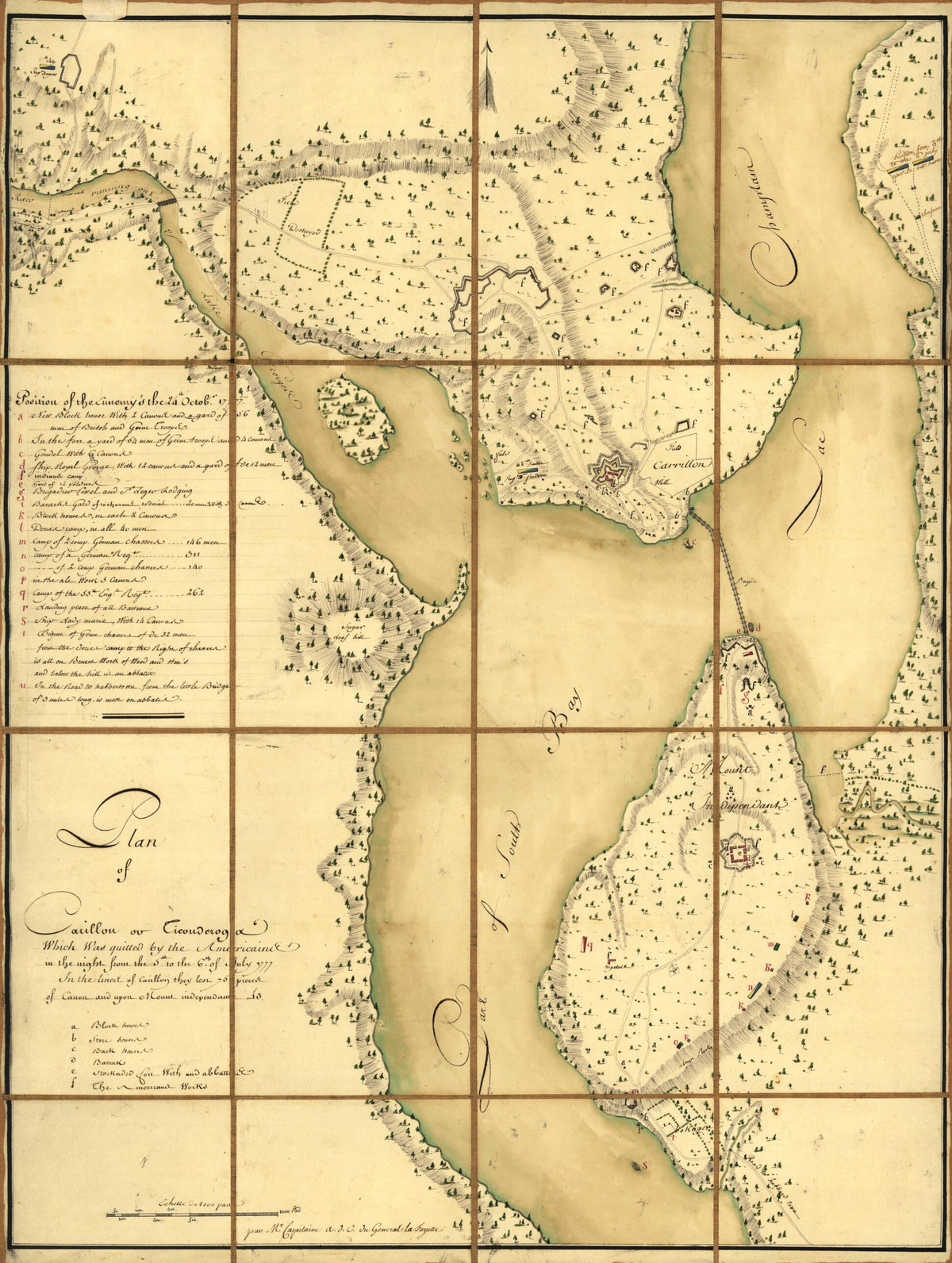 Plan of Carillon Ou sic Ticonderoga : Which Was Quitted by the Americaines In the Night from the 5th to the 6th of July 1777 (Plan of Carillon Or Ticonderoga, Position De L&