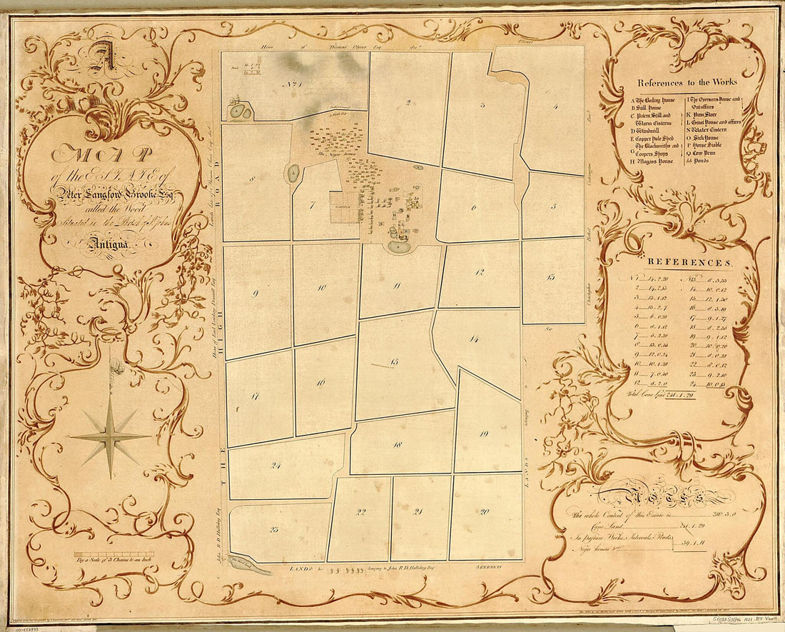 This old map of A Map of the Estate of Peter Langford Brooke, Esq., Called the Wood Situated In the Parish of St. John&