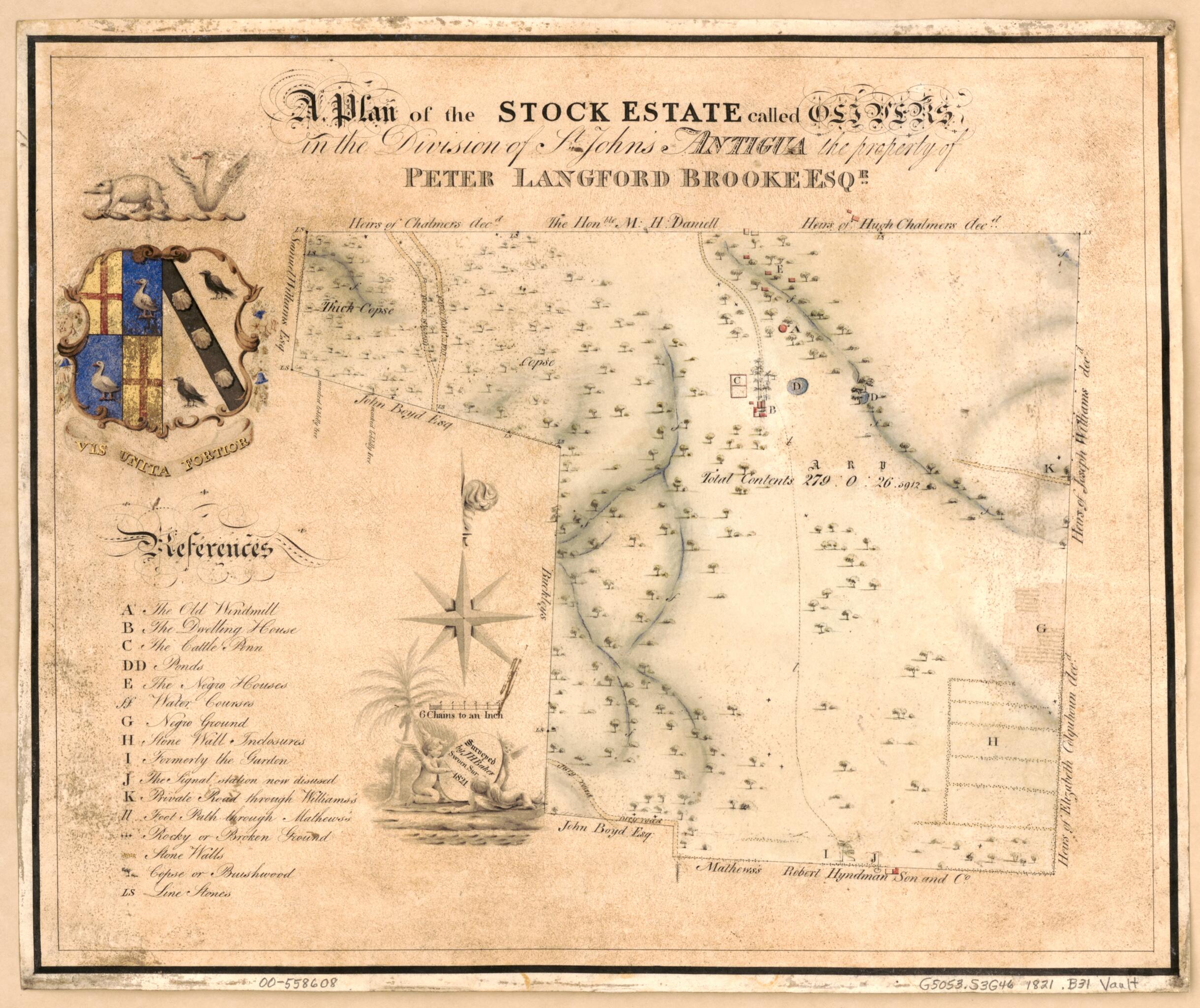 This old map of A Plan of the Stock Estate Called Olivers In the Division of St. John&