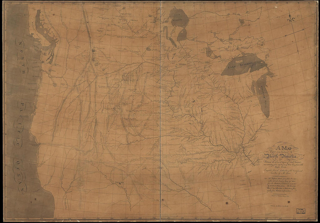 This old map of A Map of Part of the Continent of North America : Between the 35th and 51st Degrees of North Latitude, and Extending from 89⁰ Degrees of West Longitude to the Pacific Ocean from 1805 was created by William Clark, N. (Nicholas) King, Mer