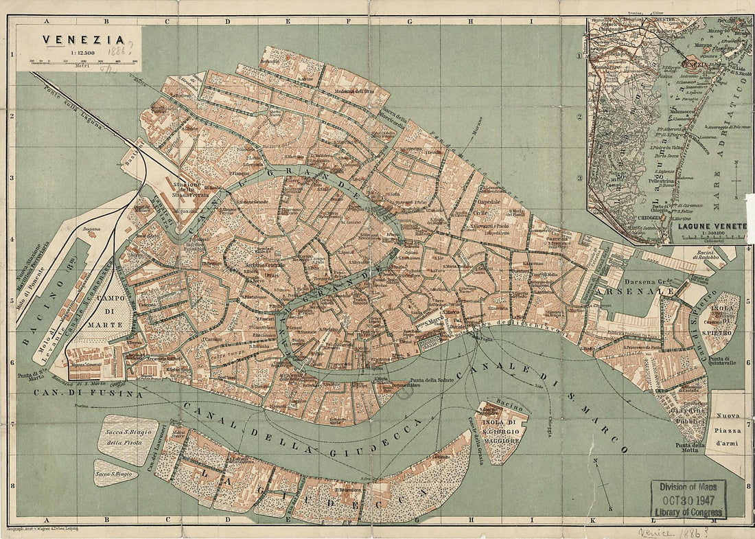 This old map of Venezia from 1886 was created by Wagner & Debes in 1886