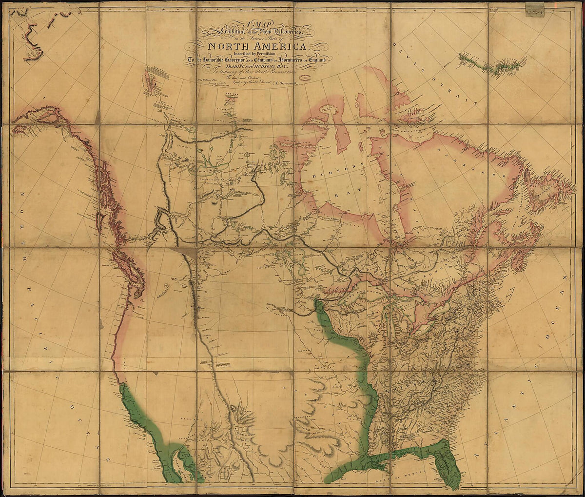 A Map Exhibiting All the New Discoveries In the Interior Parts of North America in 1802 by Relic Map Company
