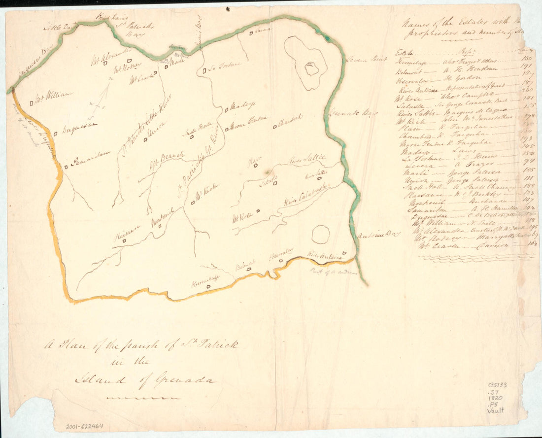 This old map of A Plan of the Parish of St. Patrick In the Island of Grenada from 1820 was created by in 1820