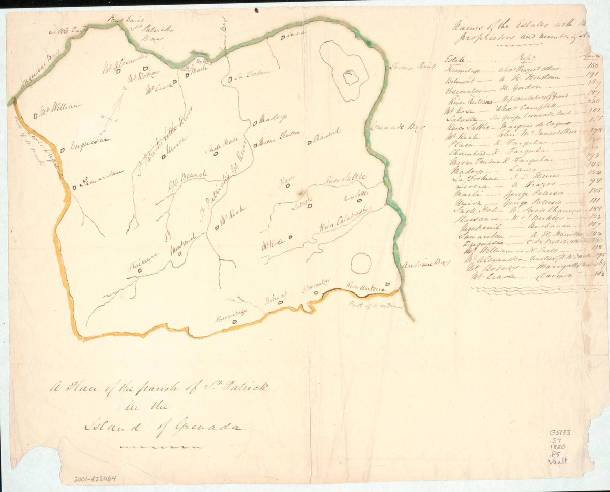 A Plan of the Parish of St. Patrick In the Island of Grenada 1820 by Relic Map Company