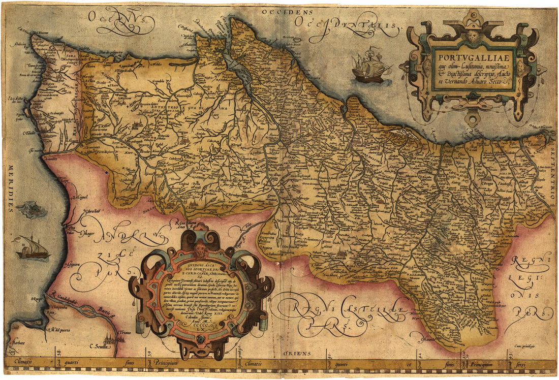 This old map of Portugalliae : Que Olim Lusitania, Nouissima & Exactissima Descriptio from 1560 was created by Abraham Ortelius, Fernando Alvares Seco in 1560