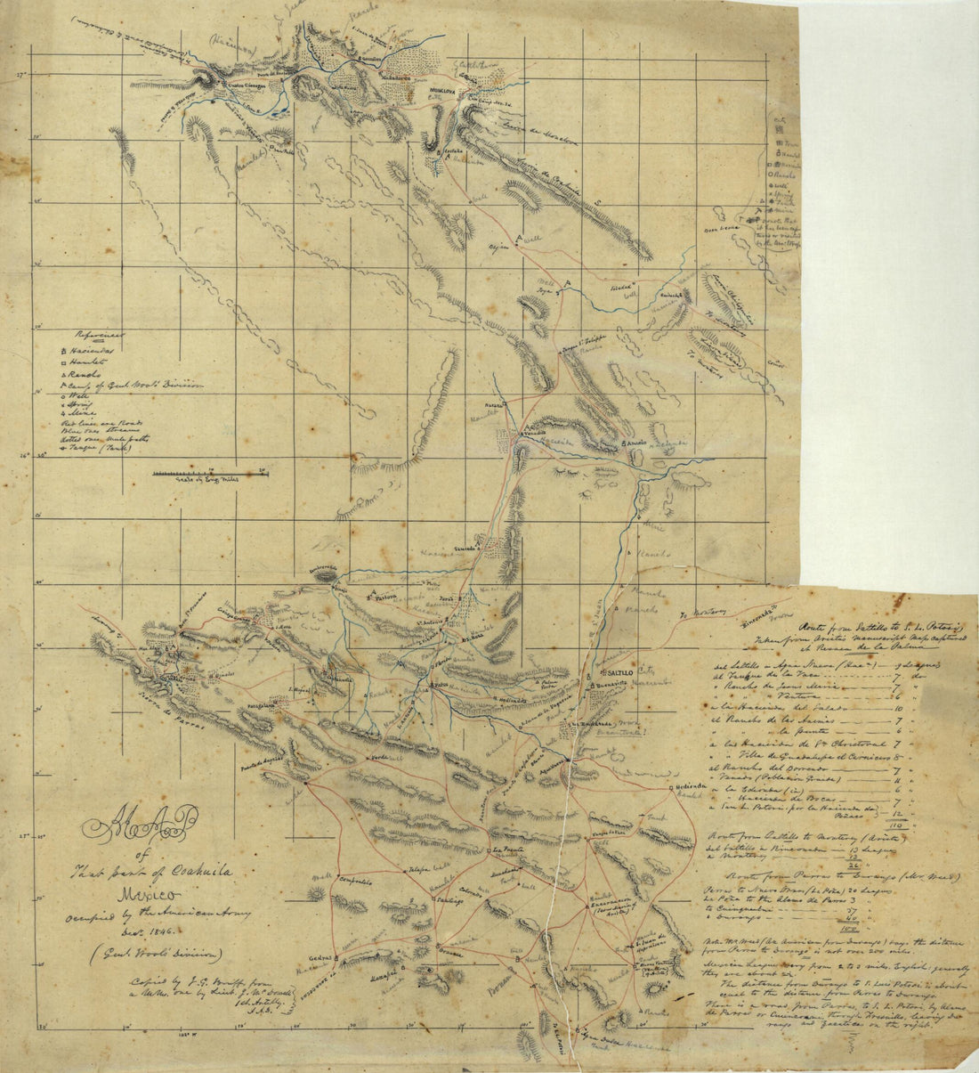 This old map of Map of That Part of Coahuila, Mexico, Occupied by the American Army, Decr. from 1846 (Genl. Wool&