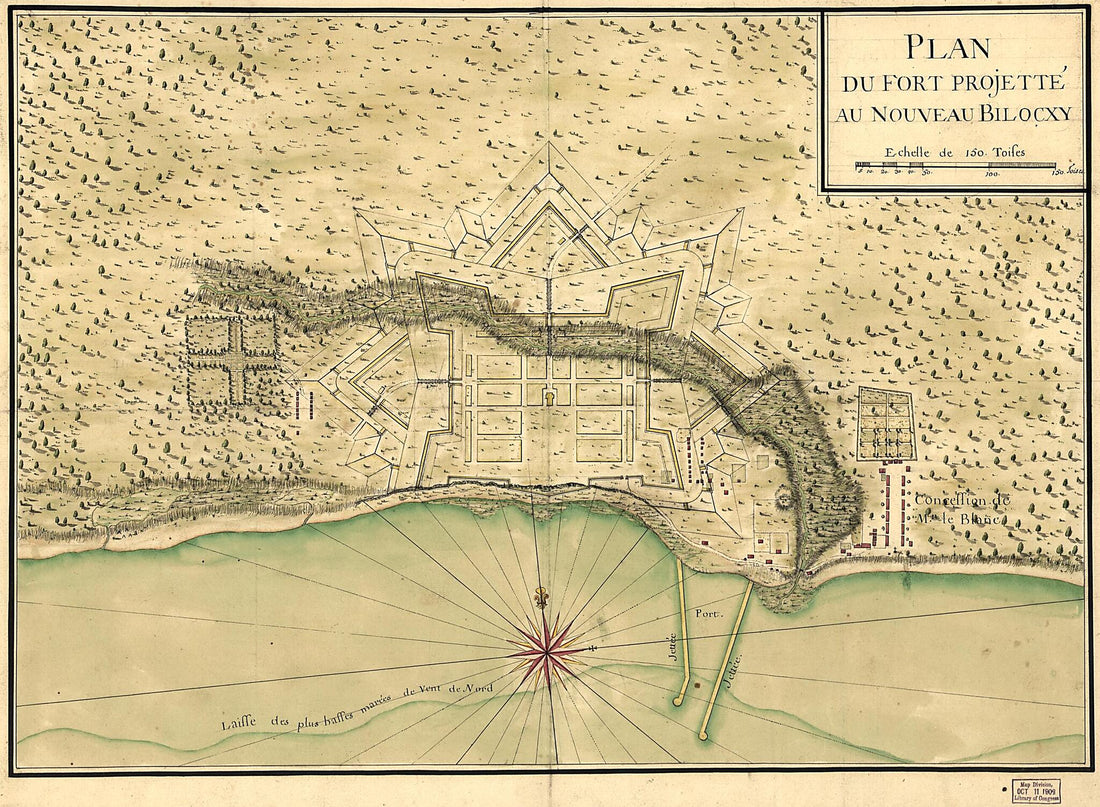 This old map of Plan Du Fort Projetteʾ Au Nouveau Bilocxy from 1721 was created by in 1721