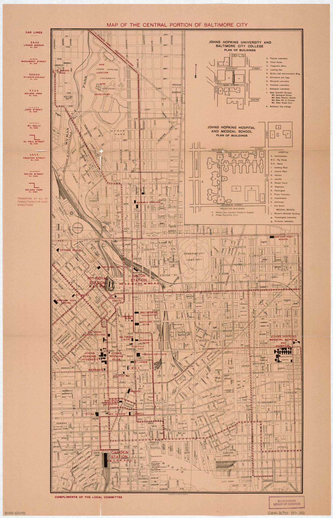 This old map of Map of the Central Portion of Baltimore City from 1910 was created by in 1910