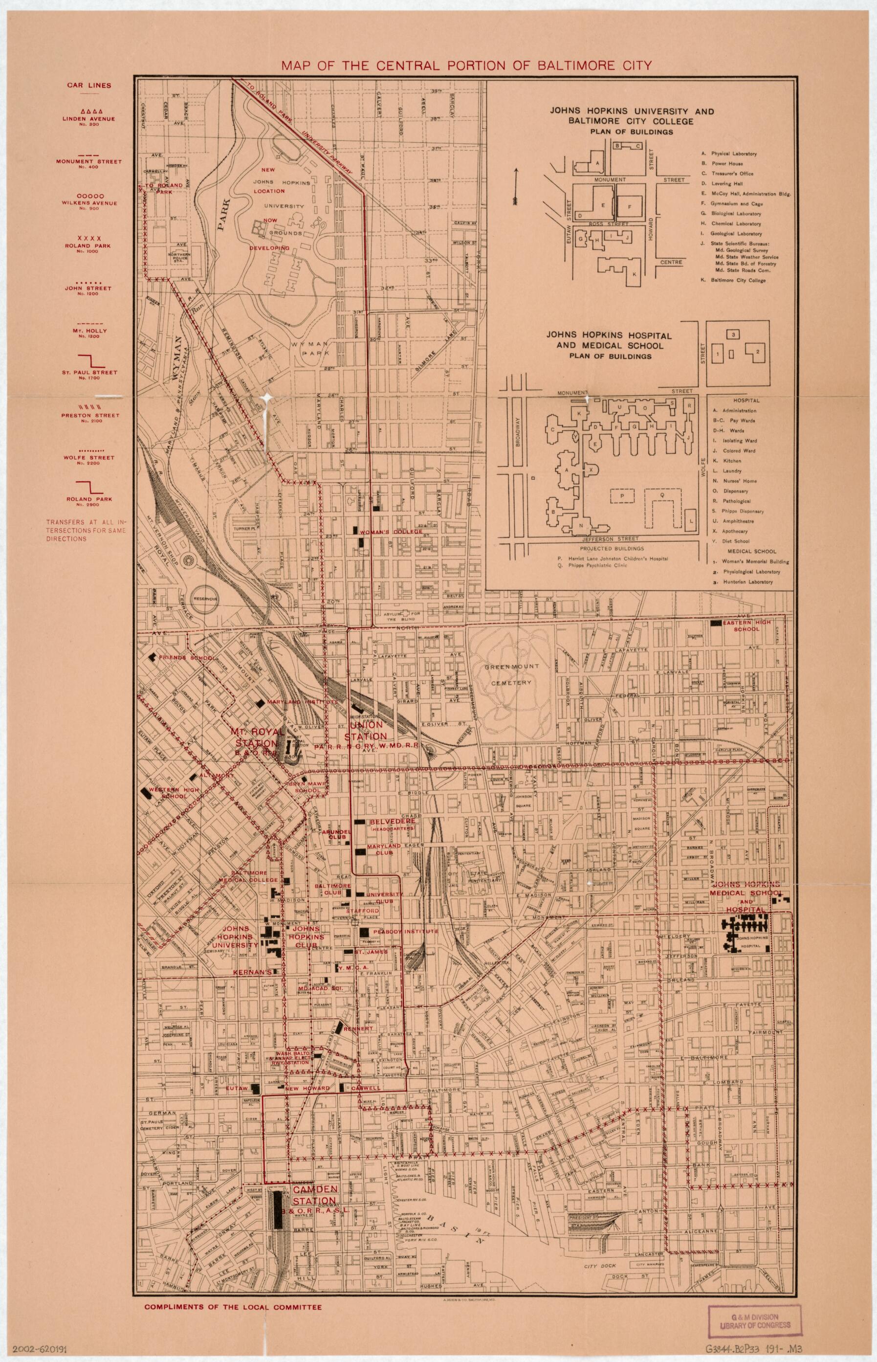 This old map of Map of the Central Portion of Baltimore City from 1910 was created by in 1910